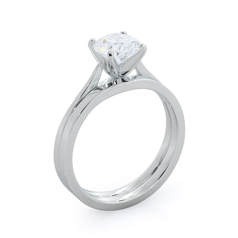 Sleek Cathedral Solitaire Engagement Ring with Oval Cut Diamond in 14KT Rose Gold view 5
