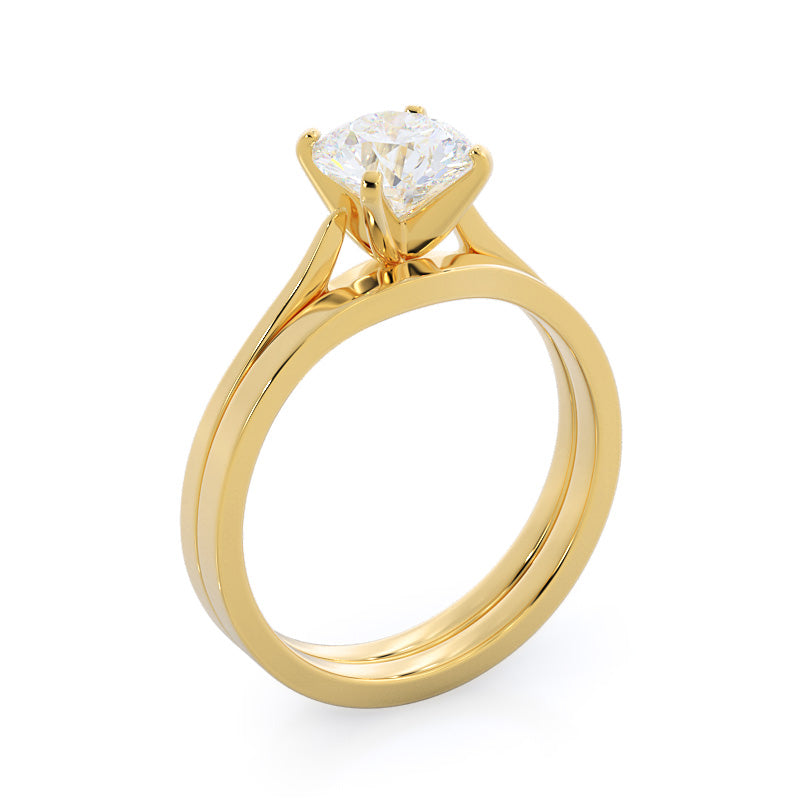 Sleek Cathedral Solitaire Engagement Ring with Oval Cut Diamond in 14KT Rose Gold view 6
