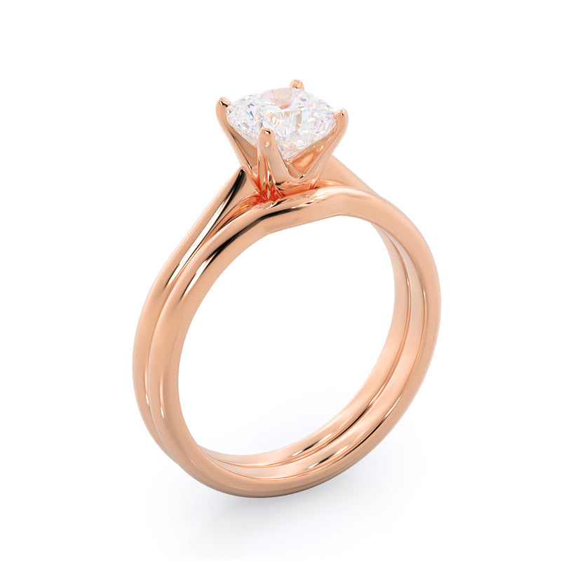 Noveau Wedding Band with 18KT Rose Gold Cut Diamond in 14KT Rose Gold view 3
