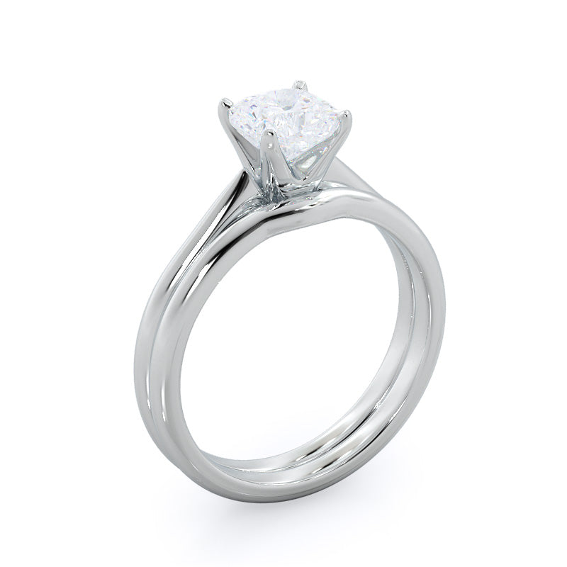 Noveau Wedding Band with Platinum Cut Diamond in 14KT Platinum view 3
