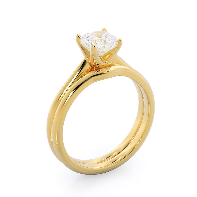 Noveau Wedding Band with 18KT Yellow Gold Cut Diamond in 14KT Yellow Gold view 3
