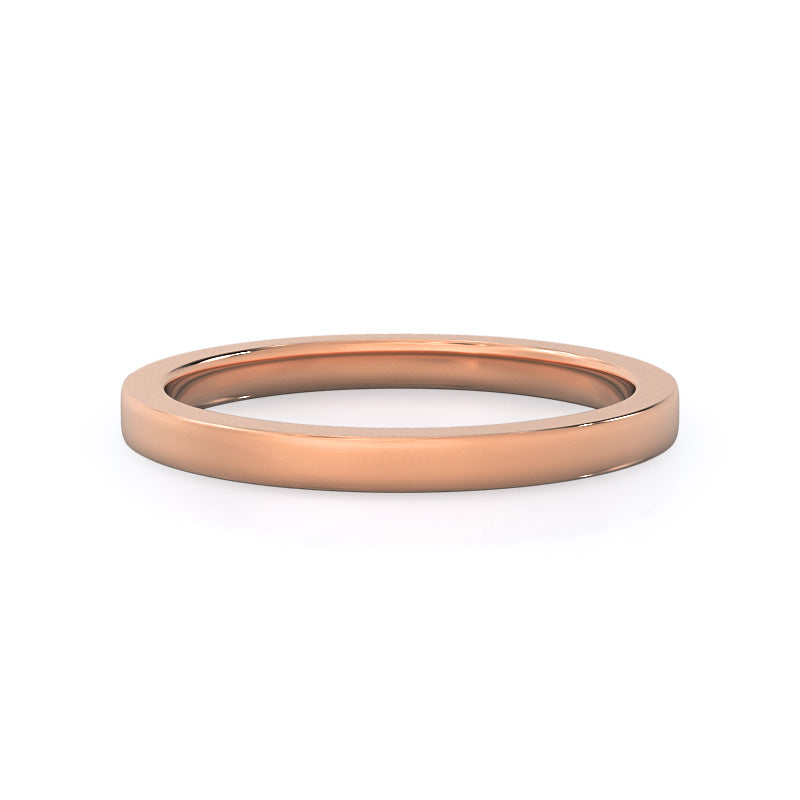 Bezel Solitaire Wedding Band with 18KT Rose Gold Cut Diamond in 14KT Rose Gold view 1
