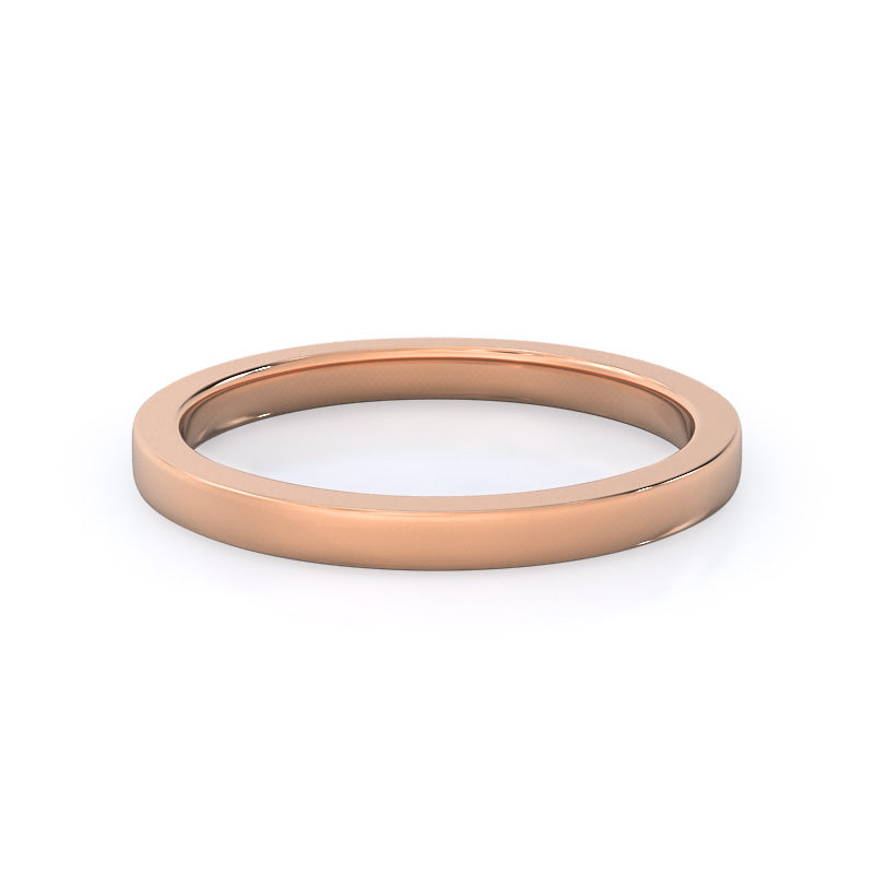 Bezel Solitaire Wedding Band with 18KT Rose Gold Cut Diamond in 14KT Rose Gold view 4
