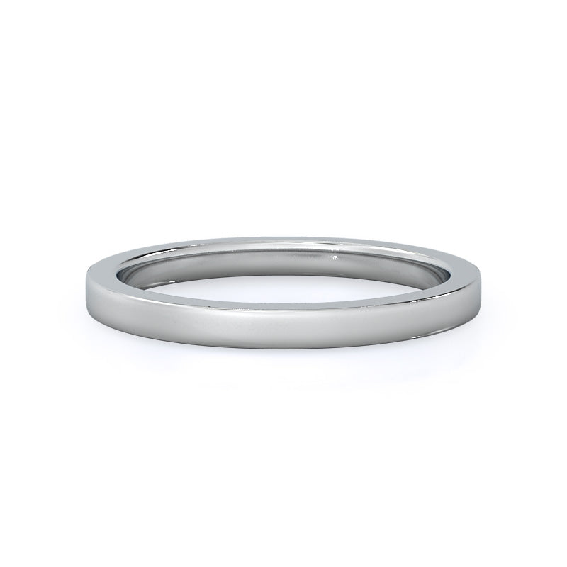 Bezel Solitaire Wedding Band with Platinum Cut Diamond in 14KT Platinum view 1
