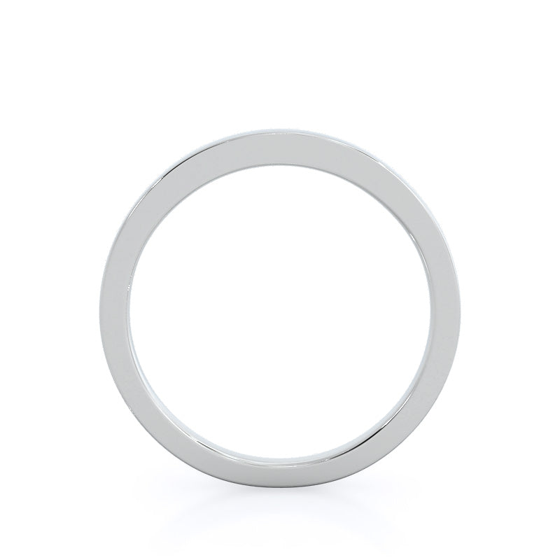 Bezel Solitaire Wedding Band with Platinum Cut Diamond in 14KT Platinum view 2
