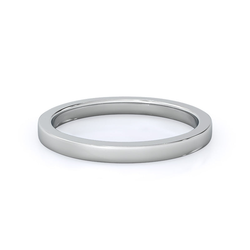 Bezel Solitaire Wedding Band with Platinum Cut Diamond in 14KT Platinum view 4

