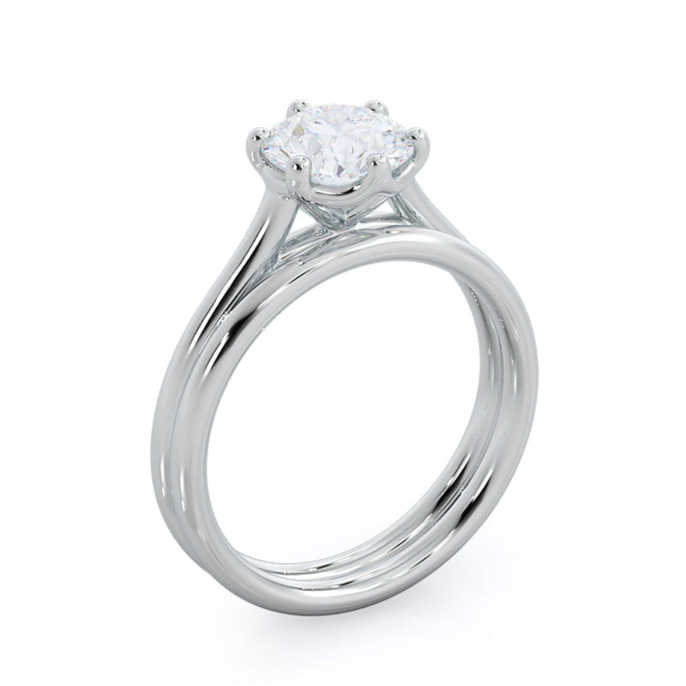 Six Prong Cathedral Basket Engagement Ring with Oval Cut Diamond in 14KT Rose Gold view 4
