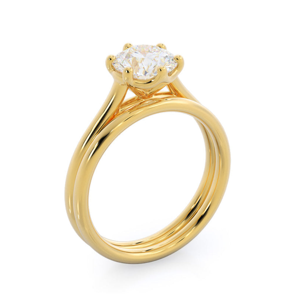 Six Prong Cathedral Basket Engagement Ring with Oval Cut Diamond in 14KT Rose Gold view 5
