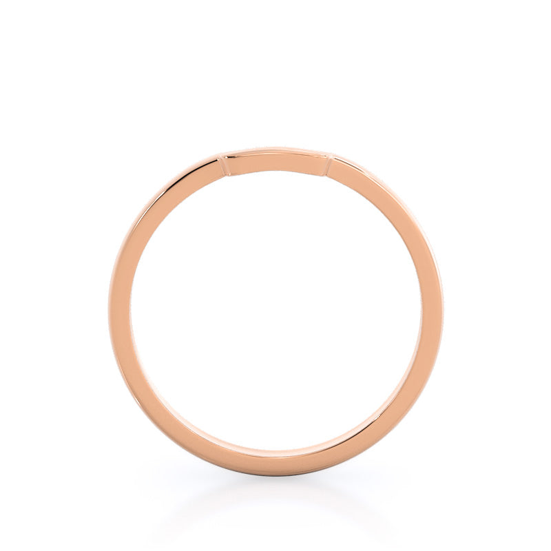 Classic Four Prong East West Wedding Band with 18KT Rose Gold Cut Diamond in 14KT Rose Gold view 2
