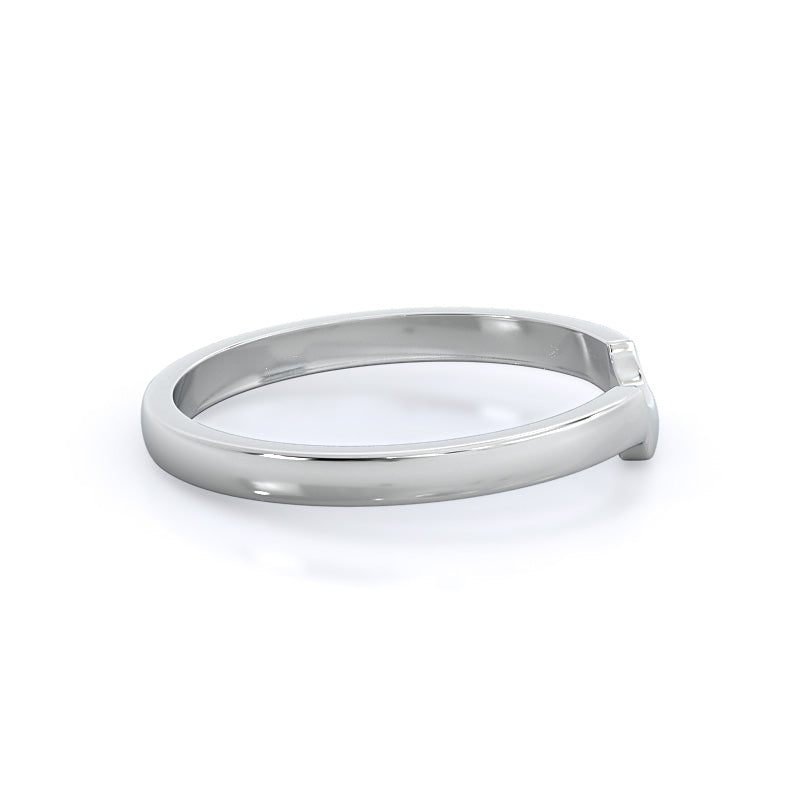 Classic Four Prong East West Wedding Band with Platinum Cut Diamond in 14KT Platinum view 4

