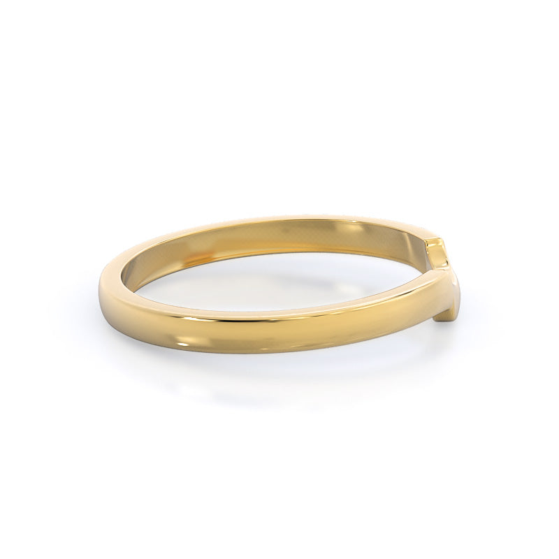 Classic Four Prong East West Wedding Band with 18KT Yellow Gold Cut Diamond in 14KT Yellow Gold view 4
