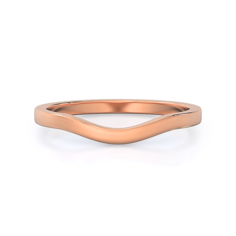 Curved Widening Wedding Band with 18KT Rose Gold Cut Diamond in 14KT Rose Gold view 1
