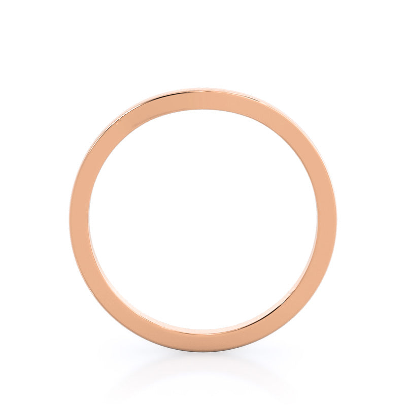 Curved Widening Wedding Band with 18KT Rose Gold Cut Diamond in 14KT Rose Gold view 2
