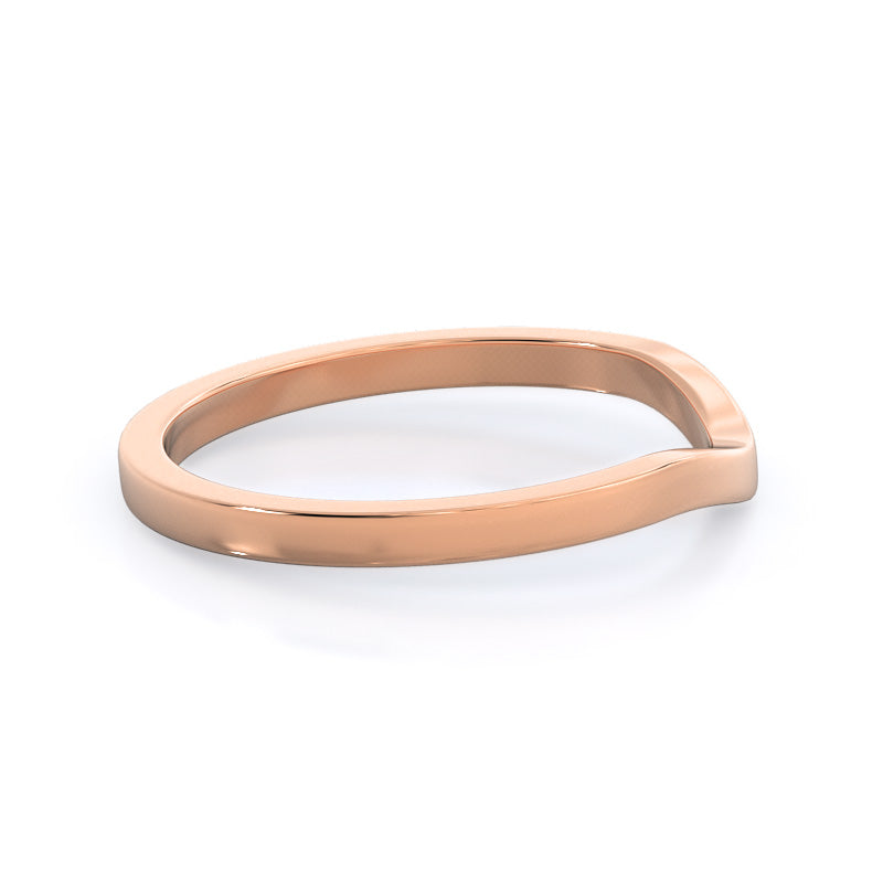 Curved Widening Wedding Band with 18KT Rose Gold Cut Diamond in 14KT Rose Gold view 4

