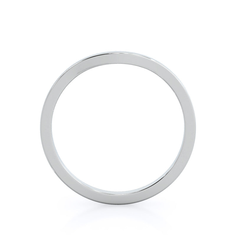 Curved Widening Wedding Band with Platinum Cut Diamond in 14KT Platinum view 2
