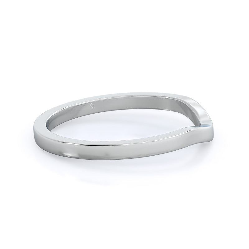 Curved Widening Wedding Band with Platinum Cut Diamond in 14KT Platinum view 4
