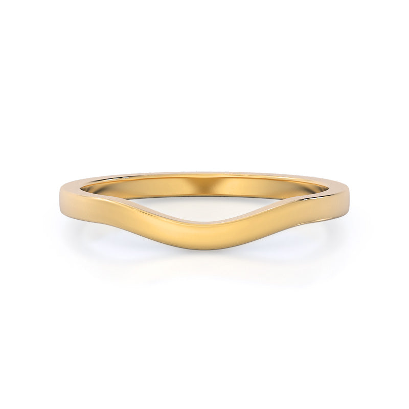 Curved Widening Wedding Band with 18KT Yellow Gold Cut Diamond in 14KT Yellow Gold view 1
