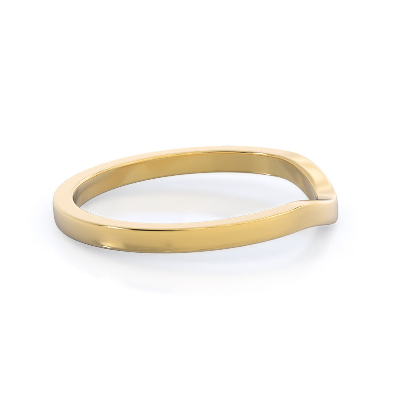 Curved Widening Wedding Band with 18KT Yellow Gold Cut Diamond in 14KT Yellow Gold view 4
