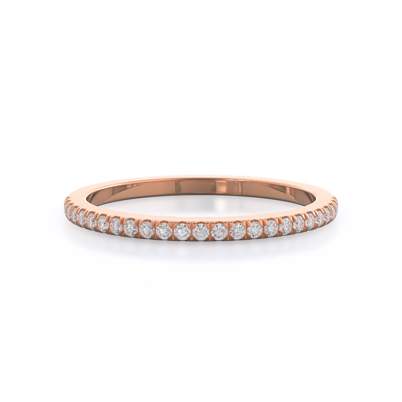 Diamond Basket Solitaire Wedding Band with 18KT Rose Gold Cut Diamond in 14KT Rose Gold view 1

