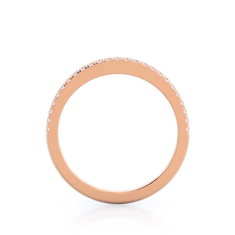 Diamond Basket Solitaire Wedding Band with 18KT Rose Gold Cut Diamond in 14KT Rose Gold view 2
