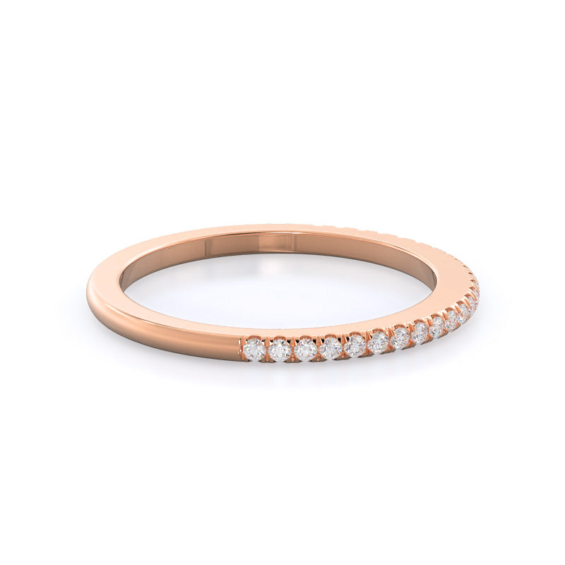 Diamond Basket Solitaire Wedding Band with 18KT Rose Gold Cut Diamond in 14KT Rose Gold view 4
