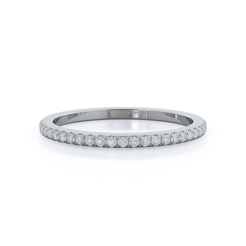Diamond Basket Solitaire Wedding Band with Platinum Cut Diamond in 14KT Platinum view 1
