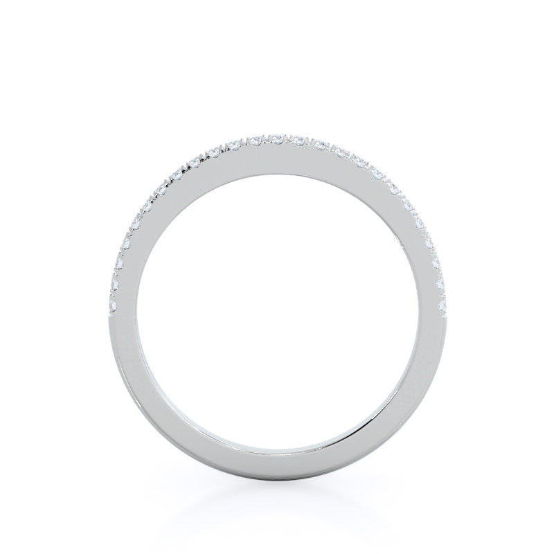 Diamond Basket Solitaire Wedding Band with Platinum Cut Diamond in 14KT Platinum view 2
