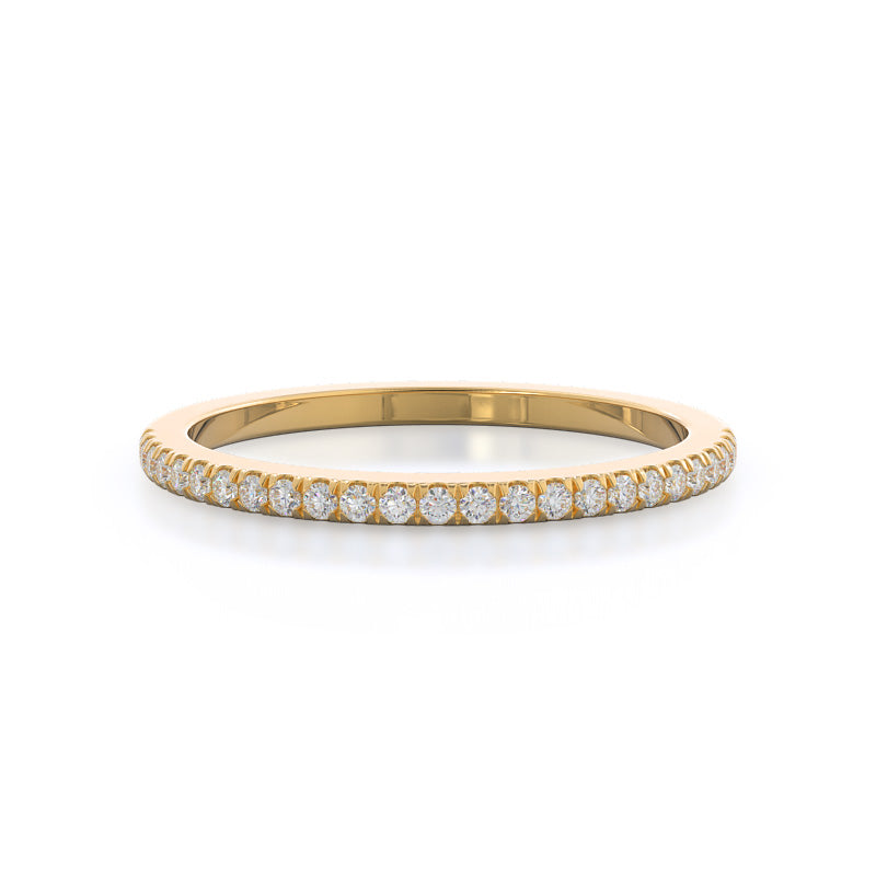 Diamond Basket Solitaire Wedding Band with 18KT Yellow Gold Cut Diamond in 14KT Yellow Gold view 1
