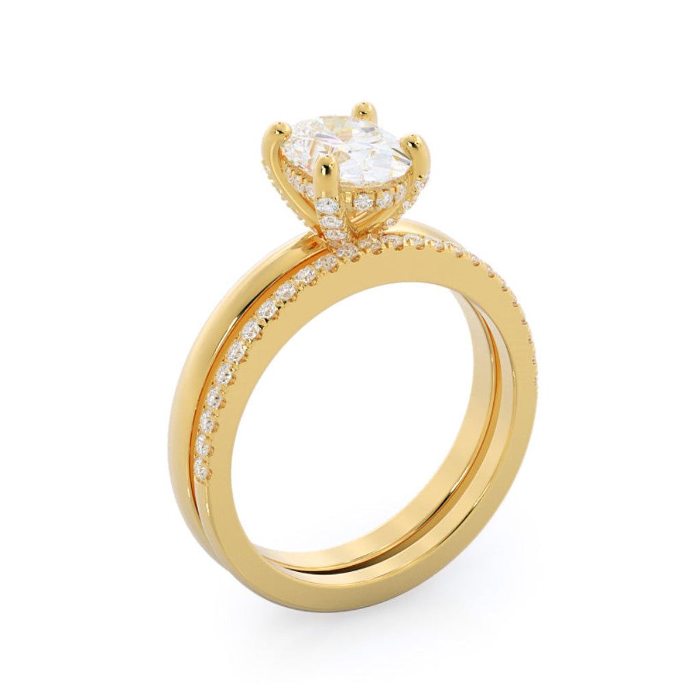 Diamond Basket Solitaire Engagement Ring with Oval Cut Diamond in 14KT Rose Gold view 6

