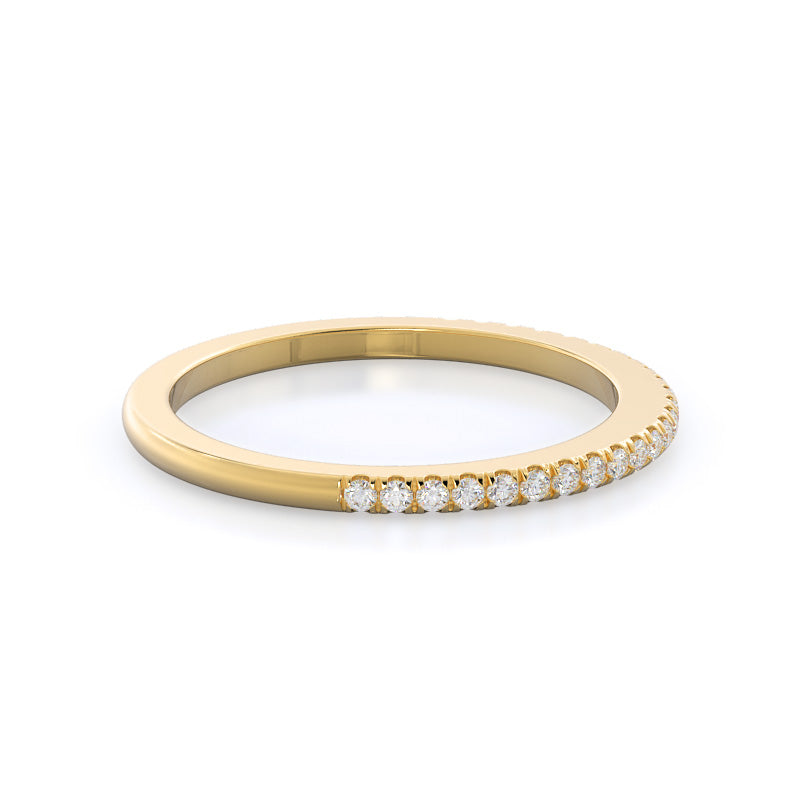 Diamond Basket Solitaire Wedding Band with 18KT Yellow Gold Cut Diamond in 14KT Yellow Gold view 4
