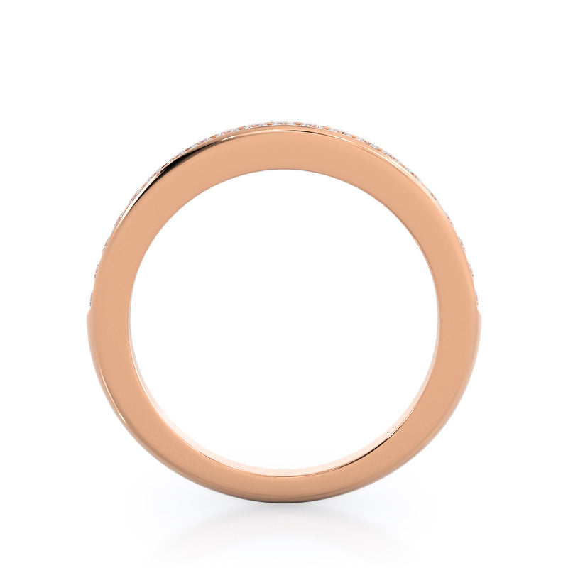 Channel Set Diamond Wedding Band with 18KT Rose Gold Cut Diamond in 14KT Rose Gold view 2
