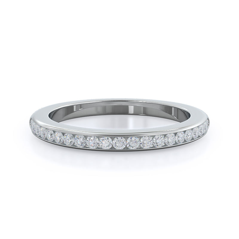 Channel Set Diamond Wedding Band with Platinum Cut Diamond in 14KT Platinum view 1
