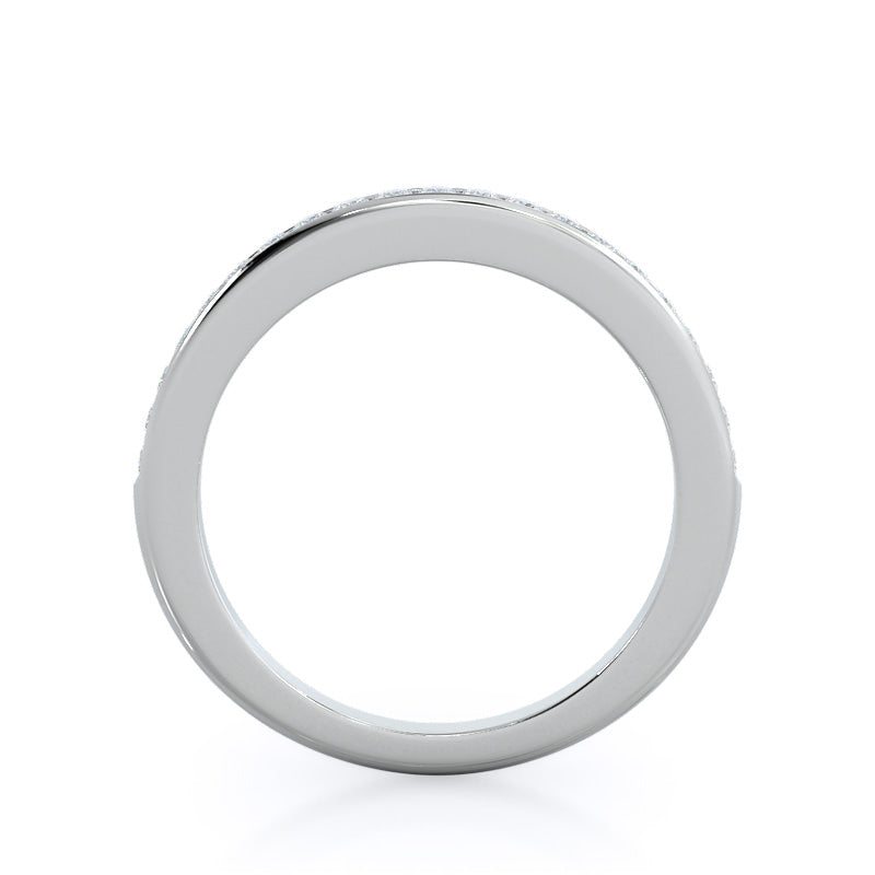 Channel Set Diamond Wedding Band with Platinum Cut Diamond in 14KT Platinum view 2
