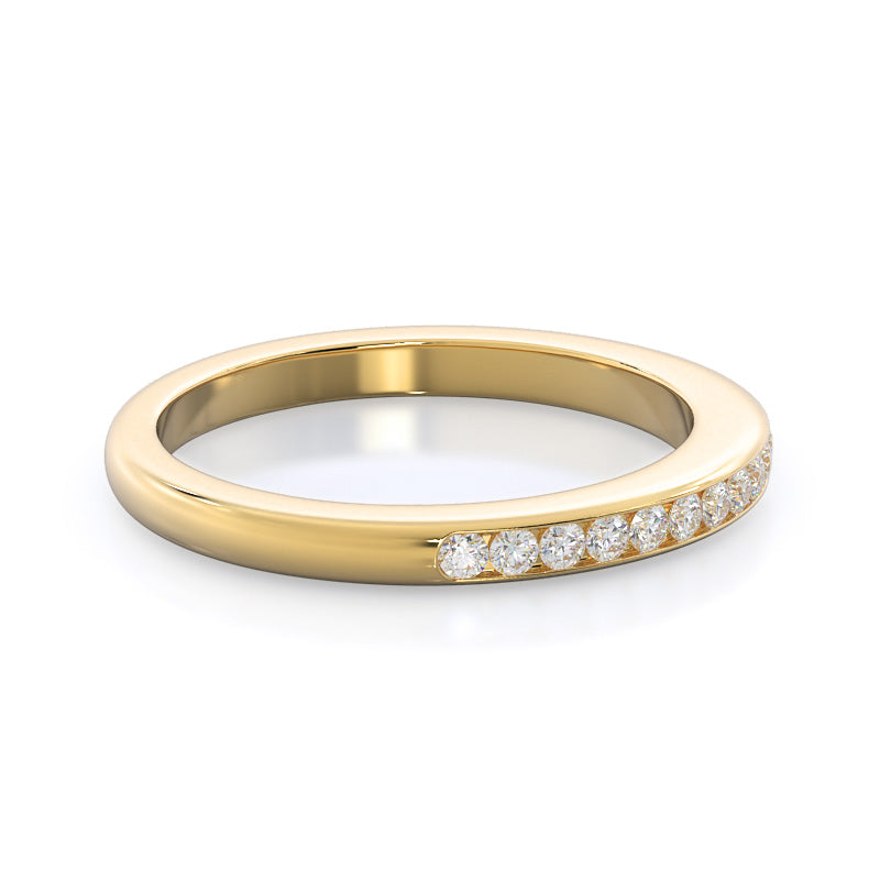 Channel Set Diamond Wedding Band with 18KT Yellow Gold Cut Diamond in 14KT Yellow Gold view 4
