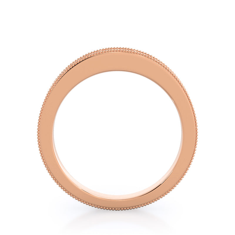 Floral Diamond Wedding Band with 18KT Rose Gold Cut Diamond in 14KT Rose Gold view 2
