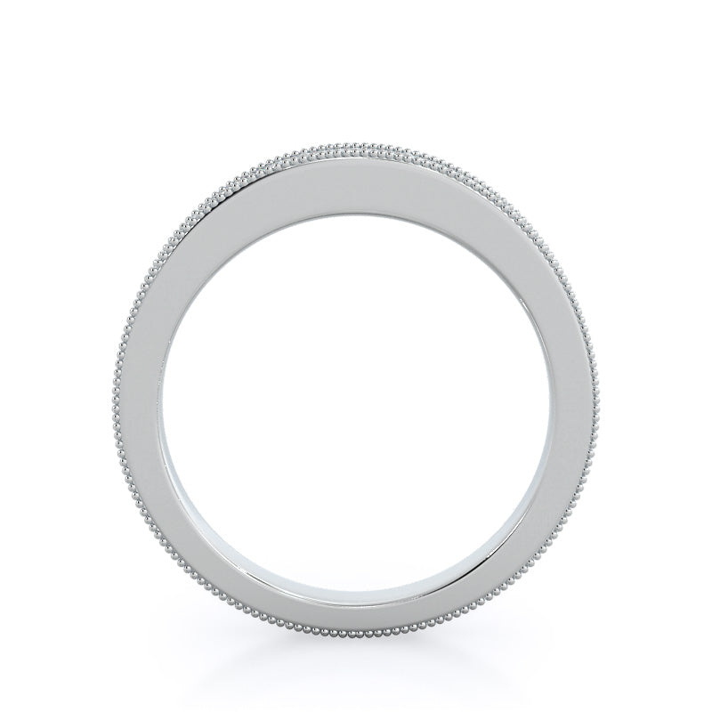 Floral Diamond Wedding Band with Platinum Cut Diamond in 14KT Platinum view 2
