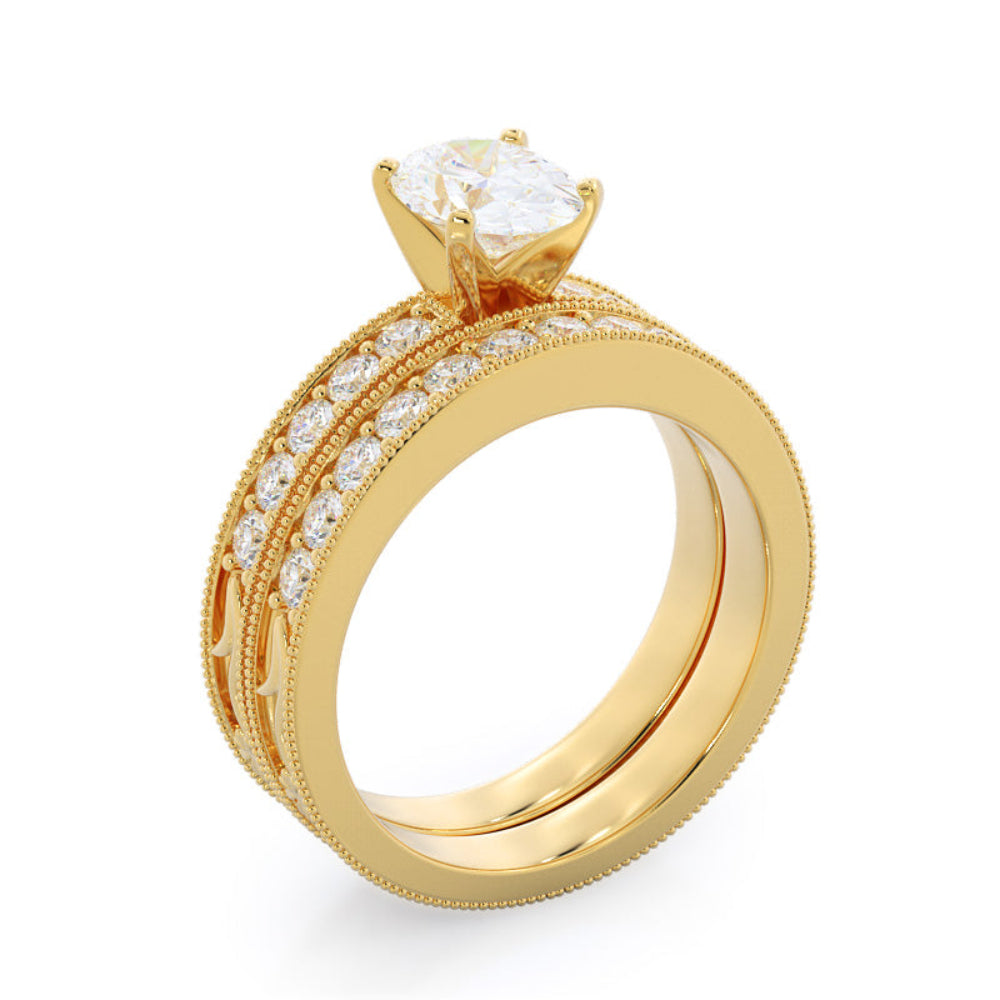Floral Diamond Engagement Ring with Oval Cut Diamond in 14KT Rose Gold view 6
