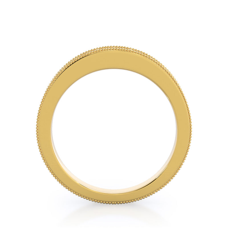 Floral Diamond Wedding Band with 18KT Yellow Gold Cut Diamond in 14KT Yellow Gold view 2
