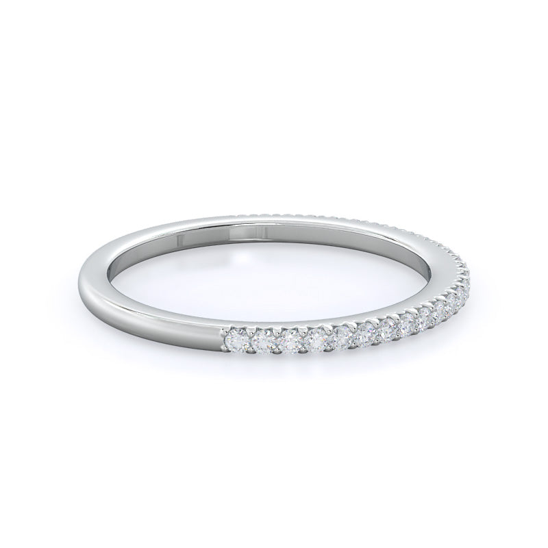 French Cut Pave Diamond Wedding Band with Platinum Cut Diamond in 14KT Platinum view 4
