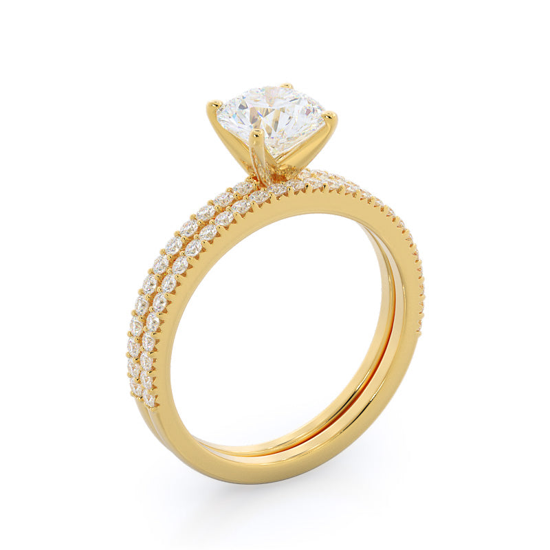 2 1/5 cttw Oval Cut French Cut Pave Diamond Engagement Ring with 2 1/5 Cut Diamond in 14KT Oval view 4
