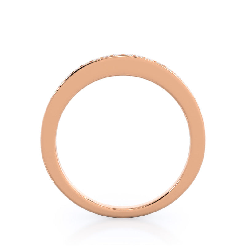 Princess Studded Diamond Wedding Band with 18KT Rose Gold Cut Diamond in 14KT Rose Gold view 2
