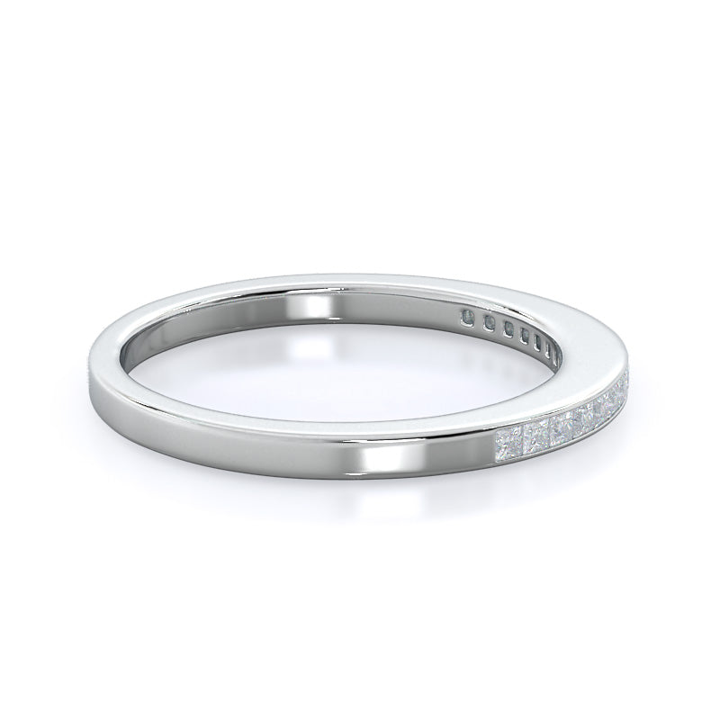 Princess Studded Diamond Wedding Band with Platinum Cut Diamond in 14KT Platinum view 4
