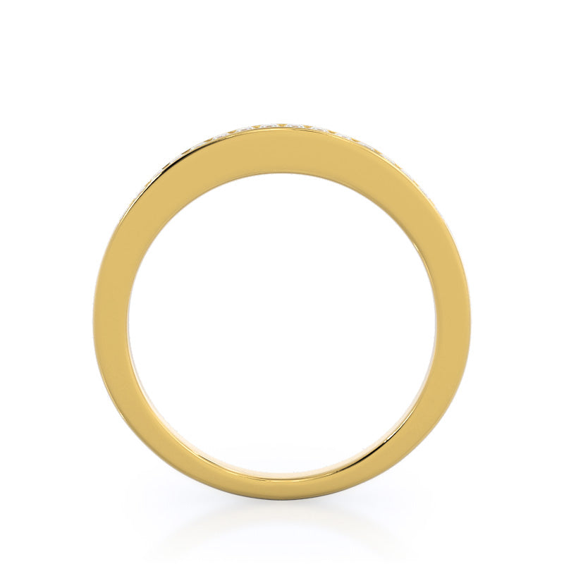 Princess Studded Diamond Wedding Band with 18KT Yellow Gold Cut Diamond in 14KT Yellow Gold view 2

