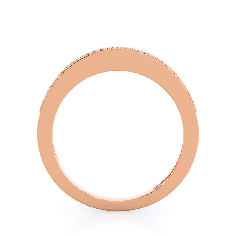 Pave And Milgrain Diamond Wedding Band with 18KT Rose Gold Cut Diamond in 14KT Rose Gold view 2
