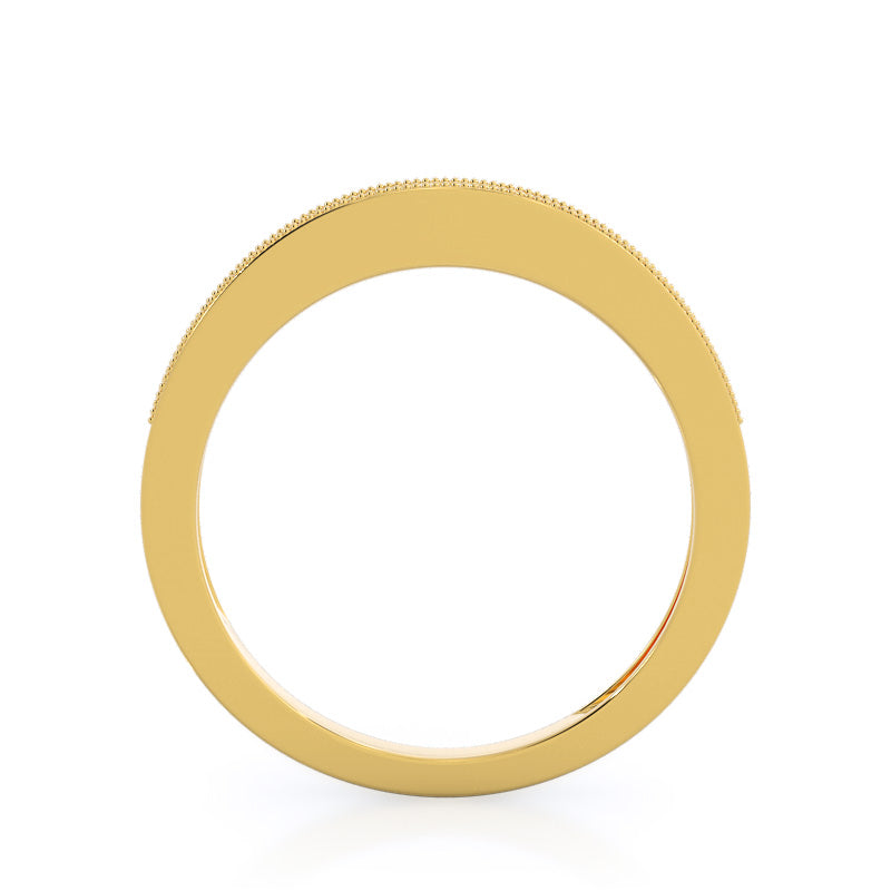 Pave And Milgrain Diamond Wedding Band with 18KT Yellow Gold Cut Diamond in 14KT Yellow Gold view 2

