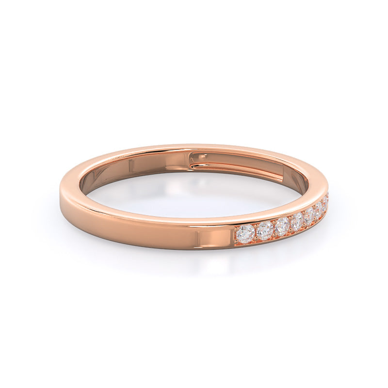 Tapered Cathedral Diamond Wedding Band with 18KT Rose Gold Cut Diamond in 14KT Rose Gold view 4
