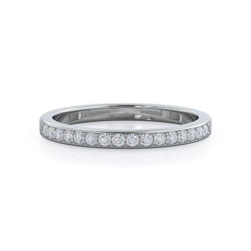 Tapered Cathedral Diamond Wedding Band with Platinum Cut Diamond in 14KT Platinum view 1
