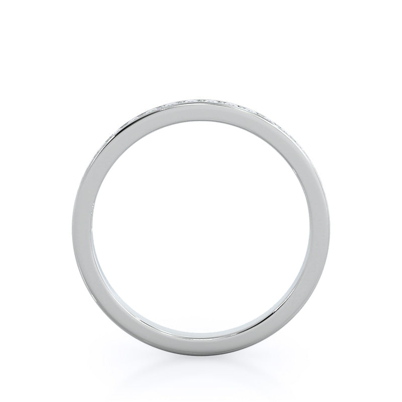 Tapered Cathedral Diamond Wedding Band with Platinum Cut Diamond in 14KT Platinum view 2
