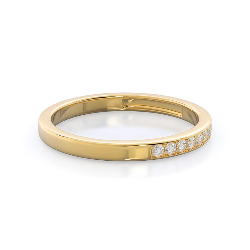 Tapered Cathedral Diamond Wedding Band with 18KT Yellow Gold Cut Diamond in 14KT Yellow Gold view 4
