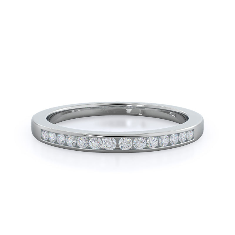 Cascading Channel Set Diamond Wedding Band with Platinum Cut Diamond in 14KT Platinum view 1
